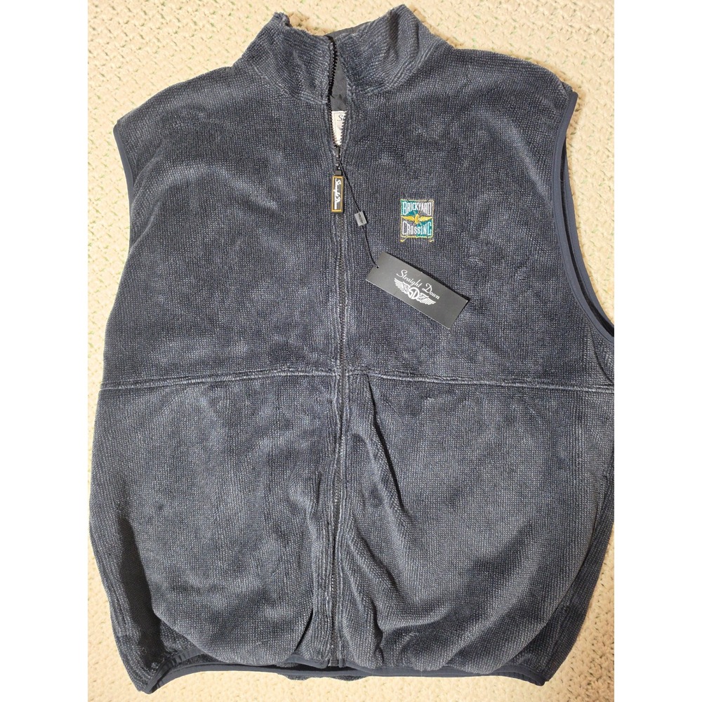Straight Down Fleece Vest Mens XL Navy NEW Indy 500 Club Brickyard Crossing Zip